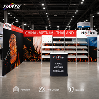 TIANYU Toile de fond d'exposition personnalisée en tissu avec structure en aluminium, affichage graphique couleur par transfert thermique pour projets événementiels