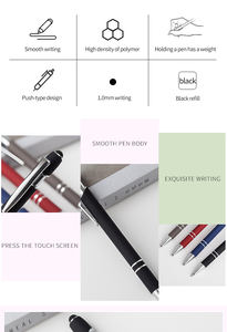 Новый многофункциональный стилус 2 в 1 с шариковым наконечником, мягким покрытием для сенсорных экранов, с лазерной гравировкой логотипа, металлический стилус - Product Image 3