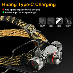 Đèn pin trán <span class=keywords><strong>LED</strong></span> COB mạnh mẽ, sạc USB, di động, chống nước, dùng cho chạy bộ, ngoài trời, cắm trại, câu cá - Product Image 2