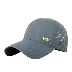 Casquette de baseball perforée à séchage rapide unisexe, maille respirante, protection solaire, chapeau d'extérieur gris foncé, logo sportif - Product Image 1