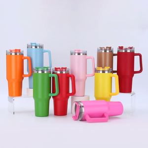 Nouveauté 2025 : Gobelet isotherme double paroi en acier inoxydable 40 oz le plus vendu, avec poignée, paille et couvercle - Product Image 6