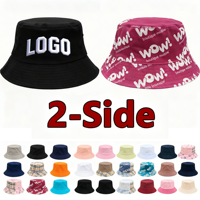 Chapeau bob double face en gros, chapeaux bob réversibles personnalisés, chapeau de pêcheur en coton uni à large bord brodé pour hommes et femmes