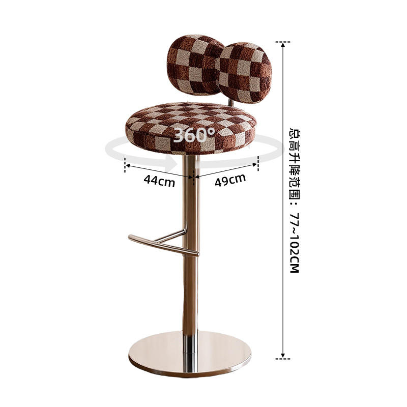 Tabouret de bar à carreaux rouges et blancs