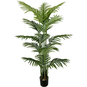 6ft 180Cm Indoor Verzending Mall Decoratie Plastic Zijde Verlaat Nep Areca Palm Boom Kunstmatige Paradise Palm Planten