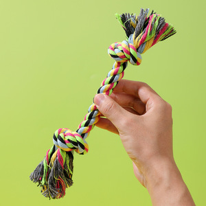 Accessori per cani Rarewe giocattoli da masticare per animali domestici colorati resistenti al morso per la pulizia dei denti corda di cotone intrecciata doppio nodo giocattoli da masticare per cani