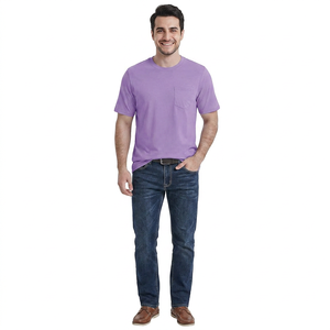 Chemises en coton pour hommes, personnalisables avec logo OEM, style décontracté, grandes tailles, respirantes, col rond, tricotées, vente en gros - Product Image 1