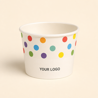 Gobelets en papier à pois colorés jetables en gros pour desserts, glaces et collations, parfaits pour les fêtes d'enfants et anniversaires