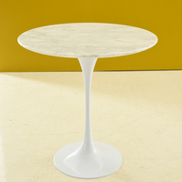 Vente en gros, Table de salle à manger moderne, ovale, en marbre et Aluminium blanc, tulipe, RT-335R