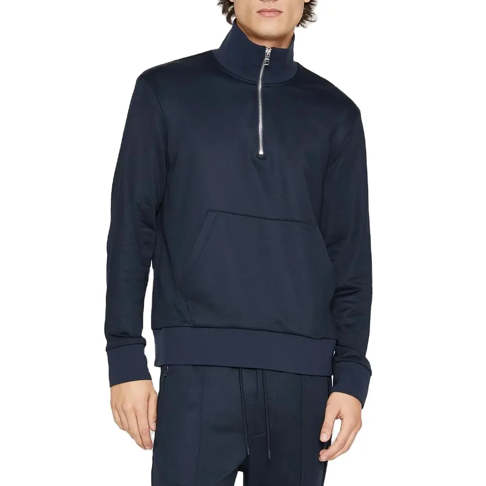 Custom premium quality elastane half zip sweatshirt long sleeve half zipper men slim fit pullover