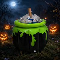 Chaudron de sorcière classique avec pot noir et potion verte auto-gonflante pour une décoration de jardin emblématique pour Halloween