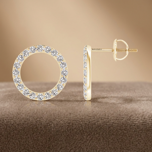 Pendientes de Diamantes Chapados en Oro, Corte Brillante, Clásicos, Regalo de Boda para Mujer, Joyería para Uso Diario, Oro de 10K, 14K, 18K, Plata 925, 935 - Product Image 1