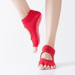 Calzini da yoga in silicone antiscivolo da <span class=keywords><strong>donna</strong></span>, corti, alla caviglia, con punta aperta, per esercizi, fitness, abbigliamento casual, realizzati in cotone e che assorbono il sudore - Product Image 5