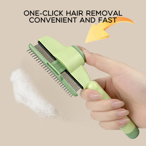 Peine antipulgas para depilación de mascotas seguro portátil de autolimpieza con un clic con dientes largos y cortos de acero inoxidable para perros y gatos - Product Image 4