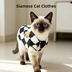 Chaleco de terciopelo para gatos Siam, listo para el invierno, extra grueso, mantiene el calor, previene la caída de pelo, diseño informal para uso en exteriores, Navidad - Product Image 2