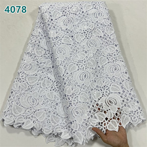 Latest Pure White African Cord Lace with Sequins Wholesale Guipure Cord Lace Fabric for Women Wedding Dresses <strong>4078</strong>