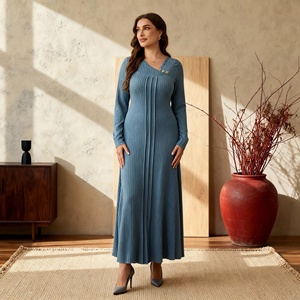 Robe Abaya en polyester de haute qualité, couleur unie, pour femmes musulmanes, élégante, modeste, sur mesure, vente en gros, vêtements de cérémonie - Product Image 4