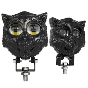 Vente directe d'usine, phares de moto en forme de tête de loup, projecteur LED bicolore, phare antibrouillard pour moto - Product Image 4