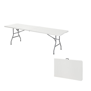 <span class=keywords><strong>Mesa</strong></span> <span class=keywords><strong>Plegable</strong></span> Portátil de HDPE Blanca para Exteriores, Resistente, de 8 pies (<span class=keywords><strong>240</strong></span> <span class=keywords><strong>cm</strong></span>), con Asa, Imitación Plástico - Product Image 2