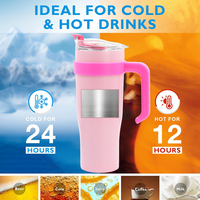 Gobelet isotherme innovant en acier inoxydable avec poignée et couvercle à paille, grande capacité 40oz, double paroi sous vide, fabricant OEM