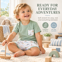 Ensemble de pyjama décontracté et respirant pour bébé, imprimé dinosaure, en coton et élasthanne, manches courtes, 2 pièces, OEM, pour 2-4 ans