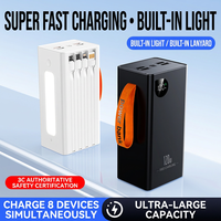 Station d'alimentation portable 120W à charge rapide avec câbles intégrés, écran numérique, quatre ports USB, entrée Type C