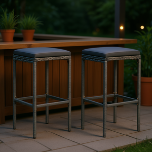 Ensemble de 2 tabourets de bar en acier gris, design standard, quatre pieds, mobilier de bar moderne pour la maison - Product Image 2