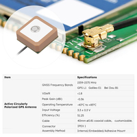 Antenne GPS miniature active en céramique 12x12mm 1575MHz L1 à gain élevé avec LNA et connecteur UFL