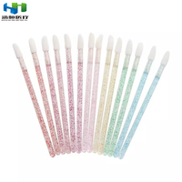 Hanheng 50 unidades Aplicadores de brocha para labios desechables con mango de plástico cristalino brillante y logotipo personalizable, para brillo labial y bálsamo labial