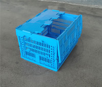 Caisse en plastique pliable de haute qualité pour fruits et légumes, avec couvercle intégré, robuste et en maille