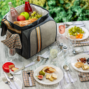 Panier de pique-nique pliable de grande capacité pour 4 personnes avec grand sac isotherme étanche - Product Image 4