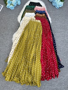 <span class=keywords><strong>Jupe</strong></span> plissée classique à pois, style français, polyvalente, taille haute, coupe trapèze, longueur mi-<span class=keywords><strong>longue</strong></span> - Product Image 1