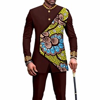 Diskon besar S-4XL motif Afrika batik katun pria setelan 2 potong kasual lengan panjang pernikahan pengantin pria celana blazer