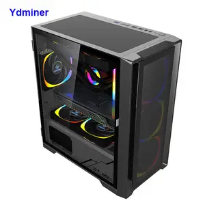 Factory Outlet ATX PC Case Malla poligonal Computer <span class=keywords><strong>Gaming</strong></span> Case Apertura Vidrio templado OEM Aleación de aluminio Stock MAX 330mm 8PCs - Product Image 2