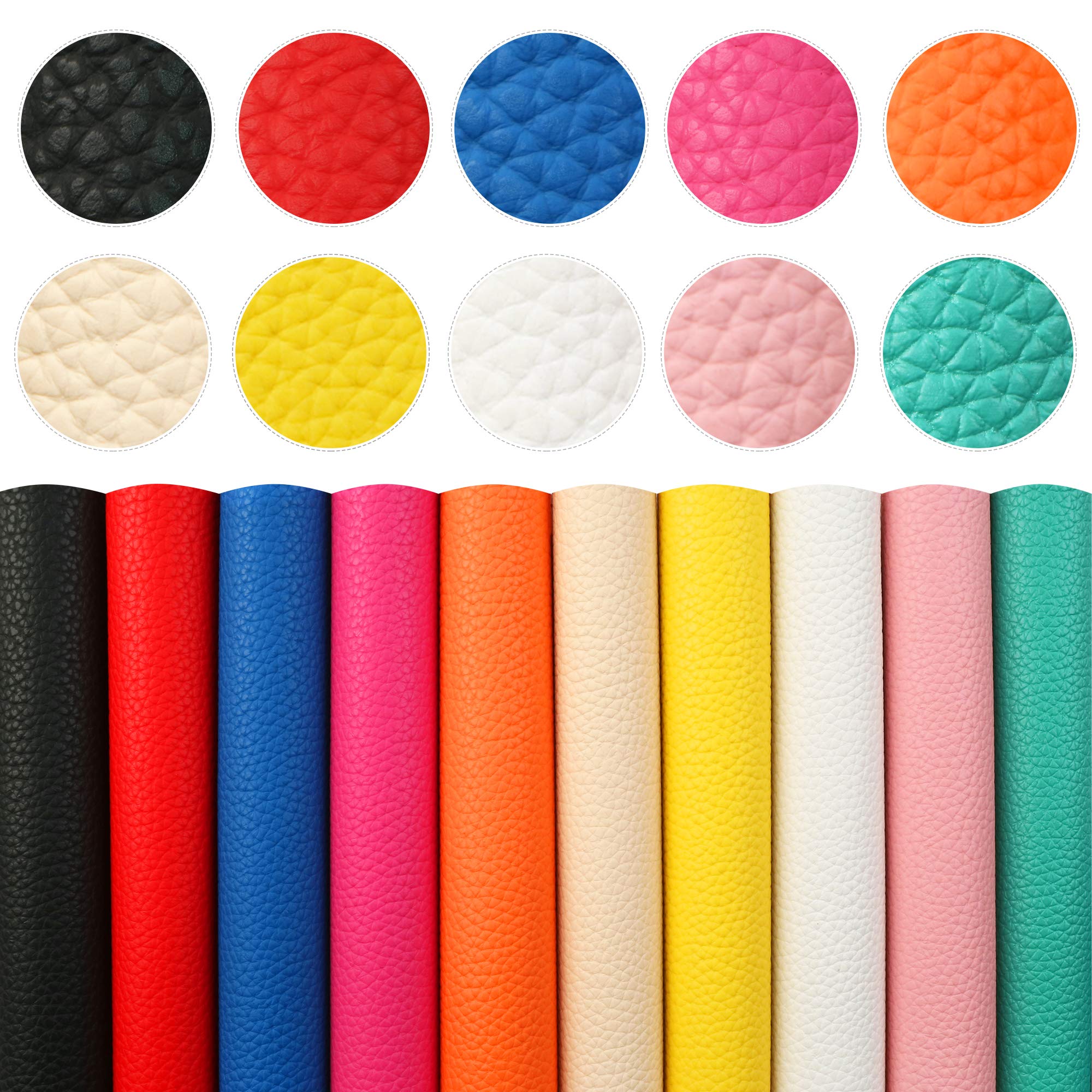 Matte Solid Colors Litchi Grain Pu Synthetic Leather Fabric for Earrings Hair Bows Crafts