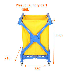 Chariot de nettoyage pour hôtel à 4 roues en plastique de 180 L pour les fournitures de restauration - Product Image 4