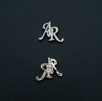 Étiquette de vêtement en métal plaqué or 3D personnalisée de luxe, sertie de cristaux de strass, pour jeans, vestes, chaussures, décoration intérieure