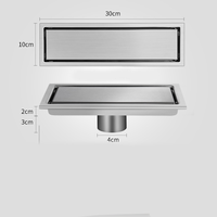 Siphon de douche linéaire invisible moderne 10x20cm 2-en-1 à insérer dans les carreaux, en acier inoxydable chromé, pour salle de bain