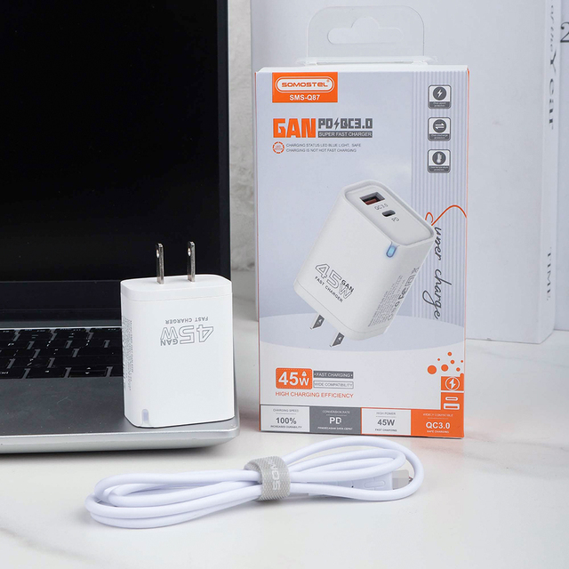 Hot Wholesale 45W USB Type-C Wall Charger for Phone Laptop with QC3.0 & PD 3.0 Fast Charging EU/US/UK Plug