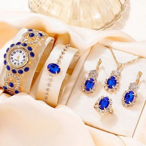 Fashion <strong>Women's</strong> <strong>Watch</strong> Jewelry Gift <strong>Set</strong> Casual Rhinestone Diamond Ring Necklace Earrings Bracelet Quartz <strong>Watch</strong> <strong>Set</strong> for <strong>Women</strong> - Product Image 1