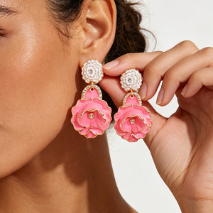 Kaimei 2027, Nuevos Pendientes de Moda Retro con Flores 3D, Pendientes de Flores <span class=keywords><strong>Multicapa</strong></span> para Mujer, Pendientes de Flores Esmaltados Simples y Lujosos para Mujer - Product Image 2