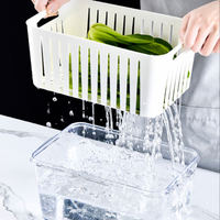 Nouveau produit : Boîte de conservation en plastique pour réfrigérateur, avec minuterie, pour fruits et poissons, bac à légumes avec panier d'égouttage