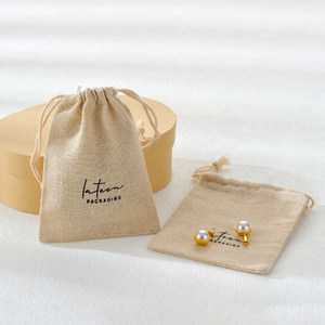 Bolsas de Almacenamiento Ecológicas Personalizadas con Logotipo Impreso, Bolsas de Regalo para Collares, Pulseras y Anillos, Bolsa Pequeña de Lona de Algodón, Bolsa de Joyería de Lino - Product Image 1
