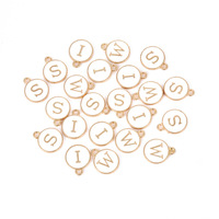 Breloques en émail rondes double face avec 26 lettres, pendentifs alphabet et chiffres, accessoires pour la fabrication de bijoux DIY, 50 pièces/sac