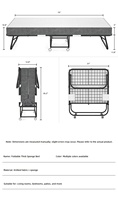 Sofá Cama Plegable, Convertible, Extensible y Reclinable, Diseño Moderno de Metal, para Oficina, Descanso, Hotel, Hospital, Uso Temporal, Pernocta