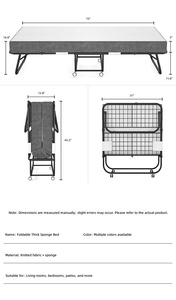 Canapé-<span class=keywords><strong>lit</strong></span> pliable convertible et extensible, design moderne en métal, pour la pause déjeuner au bureau, l'hôtellerie, l'hôpital, ou une nuitée temporaire - Product Image 5