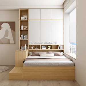 Customizable Cost-Effective Modular Bedroom Furniture Sets Wooden Bed with Desk Wardrobe & <b>Storage</b> for Studio Apartments - Product Image 3