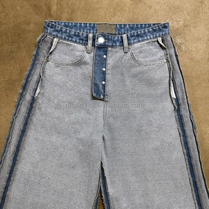 Custom Streetwear High Waist Straight Leg <b>Jeans</b> Pants Reverse Wear Denim Manufacturer Cut and Sew Denim Custom Baggy <b>Jeans</b> - Product Image 3