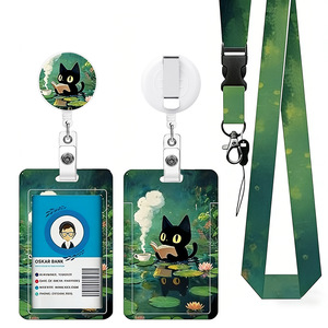 Lanière rétractable en polyester avec motif époxy imprimé chat, porte-badge et porte-clés, impression UV, vente en gros - Product Image 5