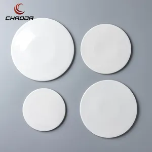 ChaoDa 6-14 inch Ceramic round flat Dinner Plates For Sale In Bulk Ceramic Letter Round Ceramic Plates for Restaurant cake