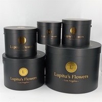 Vente en gros 5PCS ENSEMBLE Carton laminé rond Chapeau Boîtes à fleurs Stratification mate et revêtement UV Logo personnalisé quantité minimale de commande 100PCS